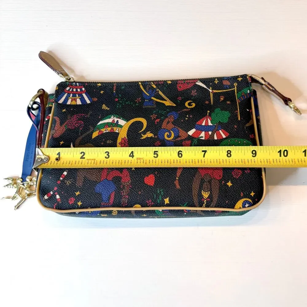Piero Guidi Magic Circus Crossbody Bag Black Circus Print Cherub Charm Italy